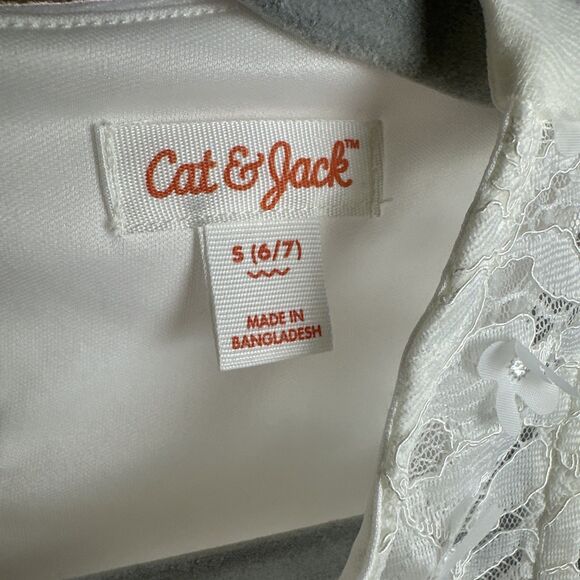 Girl's White Dress Size Small (6/7) Tulle Bow Flowers Communion Wedding Easter - Picture 6 of 7